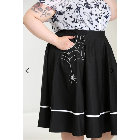 Hell Bunny Miss Muffet Black Spider Web Skirt - Picture 3 of 11